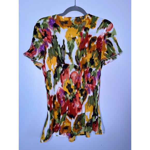 2000s Y2K East 5th Rainbow Fall Watercolor Accordion Fairy Ruffle Boho Shirt XL - Picture 7 of 7